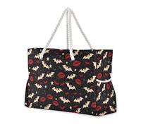 sanluoli Gothic Style Darkness Red Lips Sturdy Beach Bag Tote with side pocketes Travel Bag Beach Perfect for Travel Pool Swim Beach Vacation Necessities