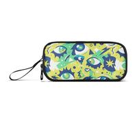 sanluoli Graffiti Abstract Art Eyes Yellow Green Nylon Large Pencil Bag Big Capacity Pencil Cases For College Stationery for Elementary Preppy