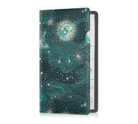 sanluoli Green Gold Tarot Astrology Moon Leather Car Registration & Insurance Card Holder Essential Wallet Case for Documents, Cards, License