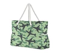 sanluoli Green Planes Camouflage Portable Women Tote Bag with side pocketes Tote Bag Women for beach&school&work