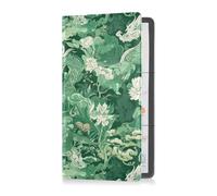 sanluoli Green Retro Flower Dragon Premium Leather Auto Registration Insurance & ID Card Holder Glove Box Organize for Essential Document, Driver License, Cards