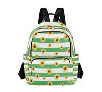sanluoli Green White Striped Sunflower Backpacks for Women Premium Casual Bookbag Laptop Backpack for Travel Work Shopping