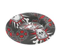sanluoli Halloween Skull Bone Bat Red and Gray Pet Cat Bed Relieve Stress Dog Cave Bed for Extra Small Size Pets Sleeping XS