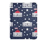sanluoli House Design Blue 4th of July Independence Day Leather Passport Holder Cover Wallet Vaccine Case Protector Cover Passport Cover with RFID Blocking Ultra Slim