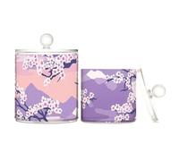 sanluoli Lavender Japanese Style Clear Plastic storage containers with lid Dresser Essentials Decorative storage bin for Cotton Swabs,Cotton Pads,Floss Picks,Paper Clips,s 2 Pack