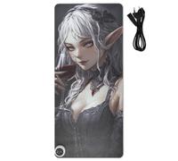 sanluoli Leather Computer Heated Mouse Pad Elegant Vampire Elf Anime Evil | 80x33 cm(31.5x13 in),Winter Warmer Desk Top Pad for Computer Desk Decor,with 3 Heat Levels & 3 Hours Automatic Shut-Off