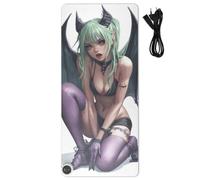 sanluoli Leather Heated Gaming Mouse Pad 3d Vicious Anime Evil Bat Girl | 80x33 cm(31.5x13 in),Anti Slip Computer Pad for Computer Table Decor,with 3 Heat Levels & 3 Hours Automatic Shut-Off