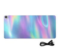 sanluoli Leather Heated Gaming Mouse Pad Hologram Neon Alaskan Blu Ray | 80x33 cm(31.5x13 in),Non Slip Desktop Mat for Computer Table Writing Essentials,with 3 Heat Levels