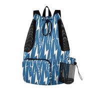sanluoli Lightning Bolts Blue White Beach Drawstring Bags String Bag With Inside Pockets Wet and Dry Separation