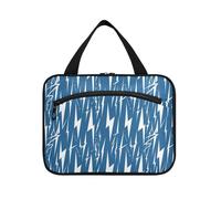 sanluoli lightning Bolts Blue White hanging make up bags for women with hook, designer unisex toiletry kit for travelers trip bolsa para guardar maquillaje, lightning bolts blue white