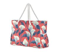 sanluoli Lily Calla Red Flowers Portable Tote Bags For School with side pocketes Waterproof Tote Bag with cup holders on the side