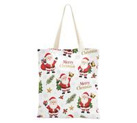 sanluoli Merry Christmas Santa Claus Tote Canvas Bag sturdy Canvas Bags For Women Grocery & Farmers Market 16"x15" school essential