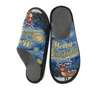 sanluoli Merry Christmas Van Gogh's Starry Night Slippers Women House Shoes For Women Indoor Woman Slippers Memory Foam
