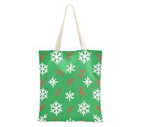 sanluoli Merry Christmas White Snowflake Holly Canvas Bags reusable Canvas Tote Bag With Pockets Grocery & Farmers Market 16"x15" school essential