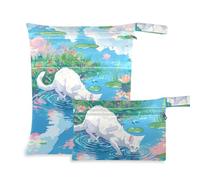 sanluoli mess-proof suit bag waterproof 2 Pack travel essentials for babies with handles for baby diapers, travel (Beautiful Scenery White Cat)