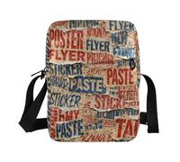 sanluoli messenger bag cute crossbody bag men Women's Purses Adjustable Strap for outdoor sports outdoor sports-Retro Paper Letters Red Blue