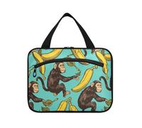 sanluoli Monkeys Us Style Bananas Yellow hanging toiletry bag hanging travel organizer with hook, designer essentials makeup organizer bag for cruise travel toilet bolso de para mujer, monkeys US