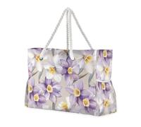 sanluoli Narcissus Lavender and Beige Sturdy Travel Duffel Bag, Sports with side pocketes Weekender Tote Bag with cup holders on the side