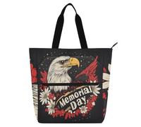 sanluoli National Memorial Day Bird Book Tote Bag for Kids Women Men, Gothic Sturdy Library Book Tote Bag Shoulder Bag with Pockets for School Shopping Beach Rainbow school supplies