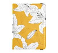 sanluoli New Year Lily White Floral Leather Passport and Vaccine Card Wallet Combo Vaccine Card Holder Cover Combo Passport Cover Holder Wallet Case Waterproof