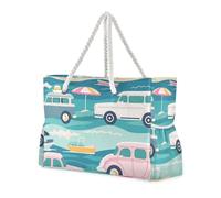 sanluoli Ocean Beach Ocean Style Different Kinds Of Cars Large Capacity Travel Bags For Women with side pocketes Tote Bag Women with cup holders on the side