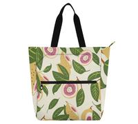 sanluoli Old Slow Style Passionfruit Ivory2 Kids Cute Tote Bags for Kids Students Adults, Gothic Sturdy Reusable Grocery Bag with Zipper Pockets for School and Playtime Rainbow school supplies