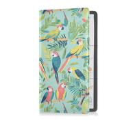 sanluoli Parrots Tropical Plants Green Premium Leather Car Registration and Insurance Holder Document Wallet for Essential Document, Driver License, Cards