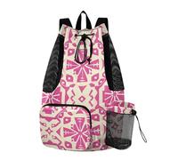 sanluoli Peach Bohemian abstract Beach Backpack Drawstring Pool Bag With Water Bottle Pocket Dry Wet Separation