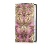 sanluoli Peach Gold Vintage Butterfly Premium Leather Registration and Insurance Card Holder Auto Truck Comparment Accessories Case for Cards, Essential Document Driver License