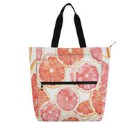 sanluoli Peach Grapefruit Slices Kids Book Tote for Kids Adults, Gothic Lightweight Reusable Shopping Bag with Zipper for School and Playtime Rainbow school supplies
