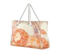 sanluoli Peach Lion Sheet Music Score Illustration Art Portable Pocket Tote Bag with side pocketes Tote Bag Women with cup holders on the side