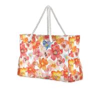 sanluoli Peach Petal Pastel Flowers Large Capacity Tote Bag Beach with side pocketes Waterproof Tote Bag Perfect for Travel Pool Swim Beach Vacation Necessities