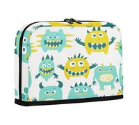 sanluoli Pencil Bag Large Capacity Make Up Bag Zip Organizer Box for Nurse Travel Cute Little Monsters Green Yellow