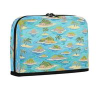 sanluoli Pencil Bags Large Capacity Makeup Bag Zippered Stationery Organizer for Teen Boys Travel Summer Island Blue Art Painting