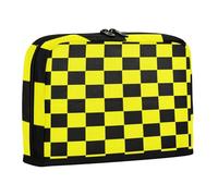 sanluoli Pencil Bags Large Capacity Makeup With Slot Multi-Purpose Bag for Teen Boys Preppy School Buffalo Plaid Check Black Yellow