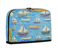 sanluoli Pencil Box Case Large Capacity Makeup Soft Stationery Bag for Teens College Art Oil Painting Blue Boat