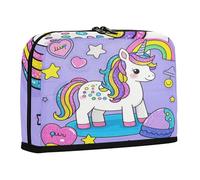 sanluoli Pencil Box Case Large Capacity Pen Bag With Zipper Stationery Bag for Women Office Cartoon Cute Fake Sequin unicorns