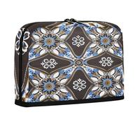 sanluoli Pencil Box Case Large Capacity Upright Storage Bag Multi-Purpose Case Pencil Holder for Teen Girls Cosmetics Blue on Brown Bohemian Floral