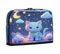 sanluoli Pencil Box Large Capacity Makeup Bag Stationery Bag for College Student Elementary Cartoon Cute Fake Sequin Cat