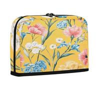 sanluoli Pencil Carrying Case Large Capacity Pen Case Cosmetic Lightweight Desk Organizer for Kids Middle School Yellow Floral Blooms Red