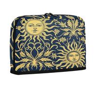 sanluoli Pencil Case Bag Large Capacity Pen Cases With Slot Stationery Organizer for College Student Cosmetics Helios Sun Gold Floral Pattern Dark Blue