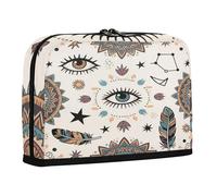 sanluoli Pencil Case Box Large Capacity Cosmetic Bag Large Stationery Organizer for Teen Boys School Bohemian Feather Eyes Star Beige