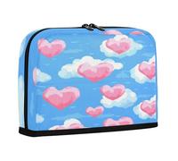 sanluoli Pencil Case Large Capacity Make Up Bags Zippered Multi-Purpose Bag for Teens Middle School Cloud Country Style Valentine's Day