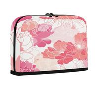 sanluoli Pencil Cases Large Capacity Cosmetic Bag Wide Opening Storage Organizer for Preppy Office Abstract Art Illustrations Flowers Red