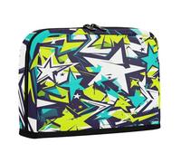 sanluoli Pencil Cases Large Capacity Makeup Bag Standing Stationery Pencil Case for Adolescentes School Graffiti Abstract Art Yellow Stars