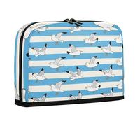 sanluoli Pencil Cases Large Capacity Pen Bag Standing Storage Organizer for College Student College Blue White Striped Seagull