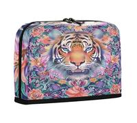 sanluoli Pencil Cases Large Capacity Pen Pencil Case Big Capacity Organizer Box for Nurse Elementary Boho Style Flower Floral Yellow Tigers