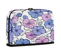 sanluoli Pencil Holder Case Large Capacity Pen Bag Simple Stationery Pencil Case for Teen Grade School Supplies White Purple Bold Lines Flowers Bloom
