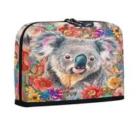 sanluoli Pencil Holder Large Capacity Pen Case Soft Desk Organizer for Teen Girls High School Boho Style Flower Floral Peach Koala