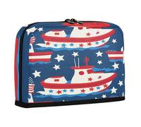sanluoli Pencil Holder Large Capacity Pen Pencil Case Zippered Stationery Organizer for Teens Elementary Boat 4th Of July Independence Day